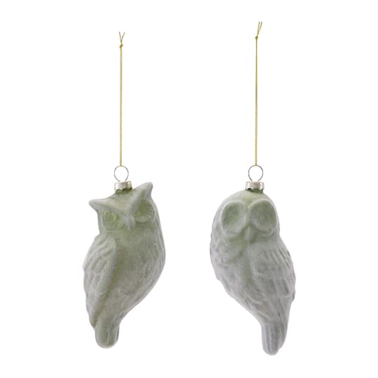 Melrose 4.75" Owl Glass Ornaments Set